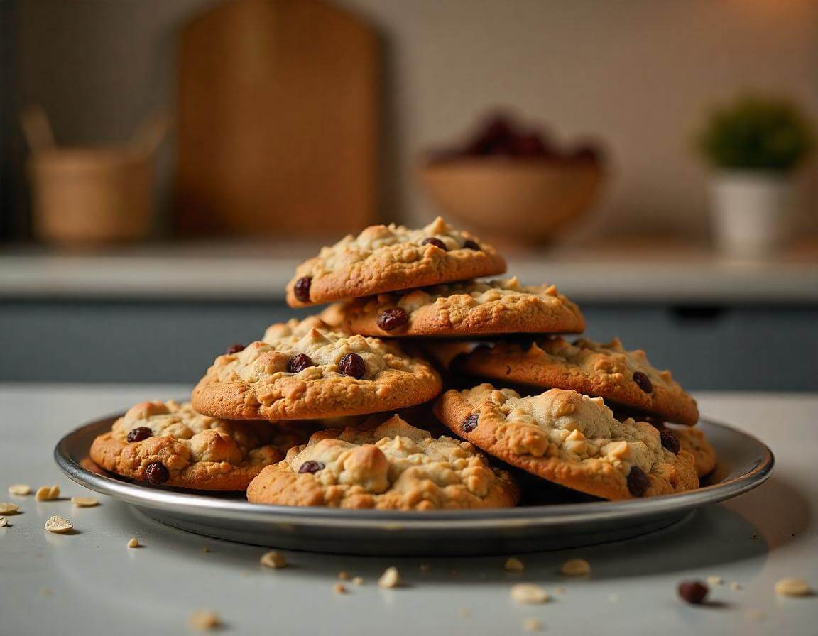 Biscotti in airfryer dorati e fragranti su un piatto.