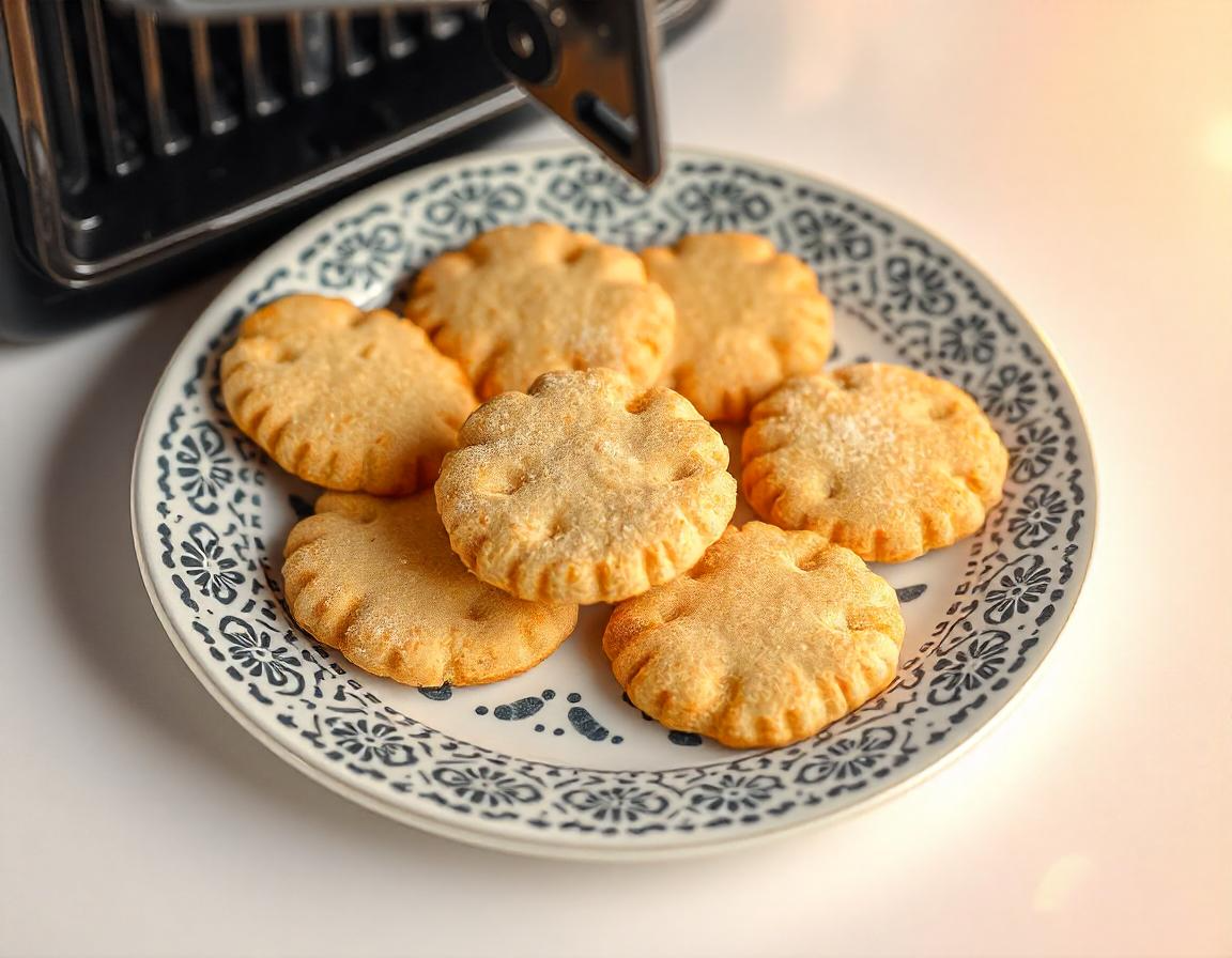 Biscotti in friggitrice ad aria croccanti e dorati.