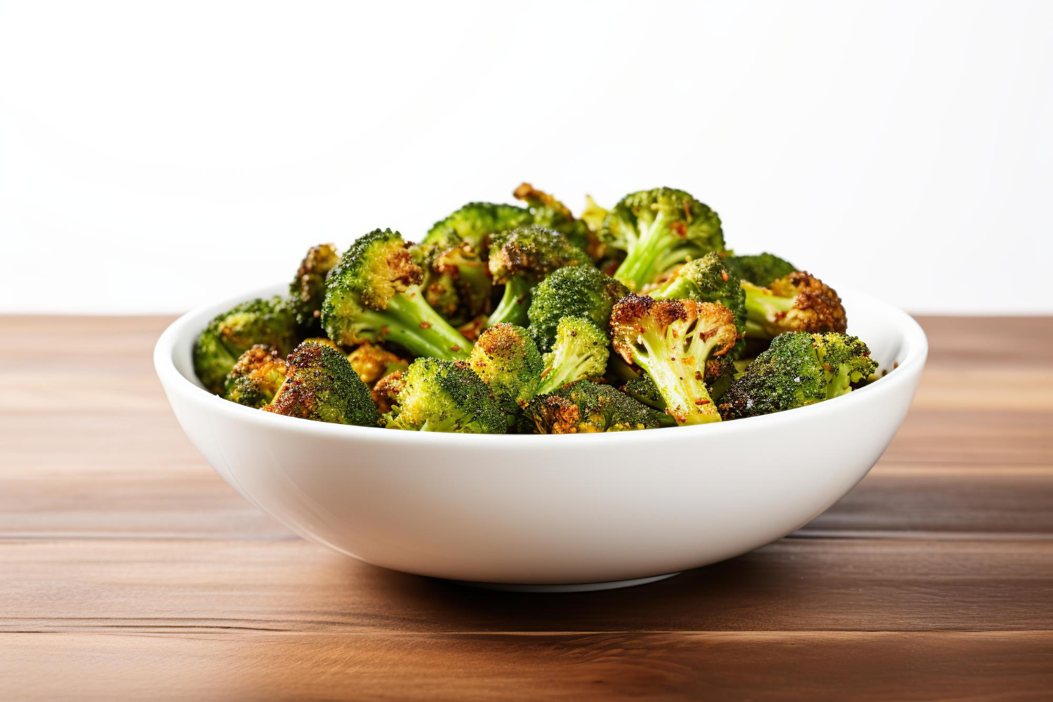 Broccoli in airfryer croccanti su un piatto.