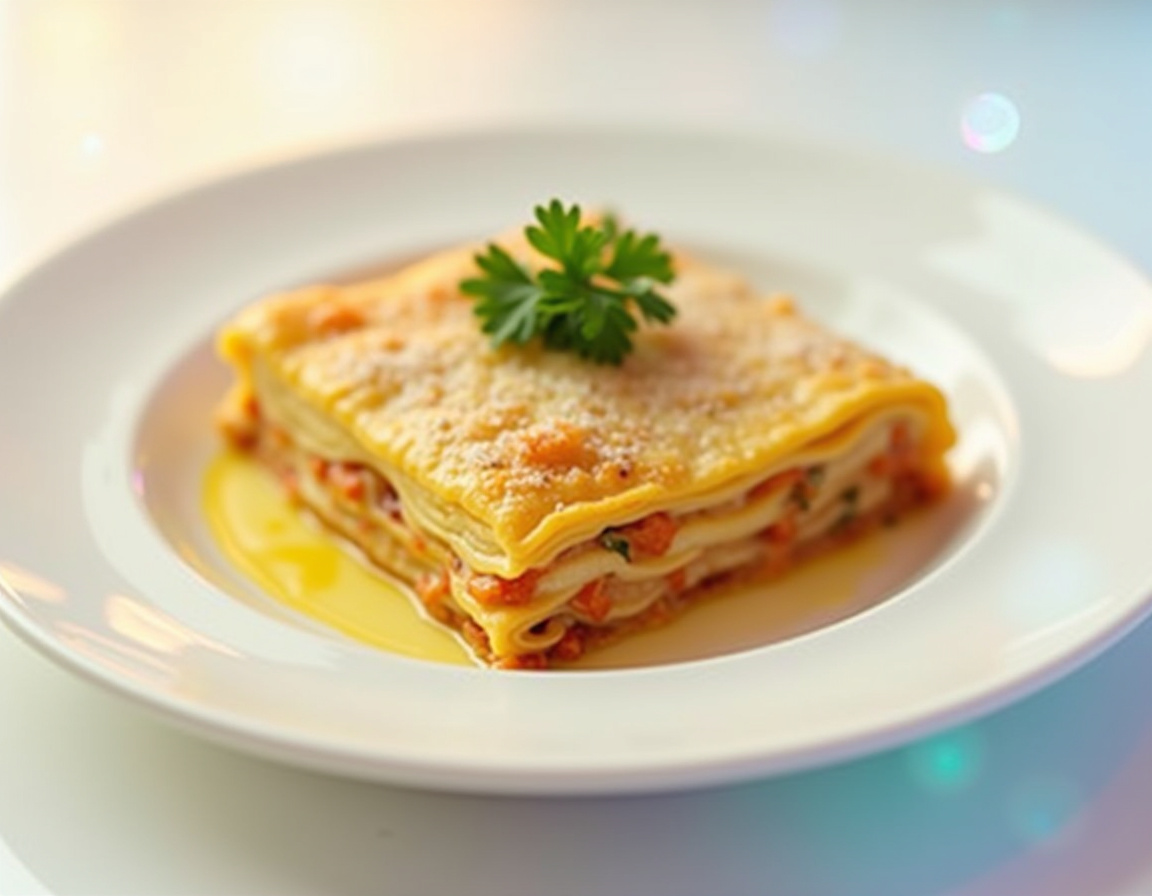 Lasagnette in airfryer con crosticina dorata e strati cremosi.
