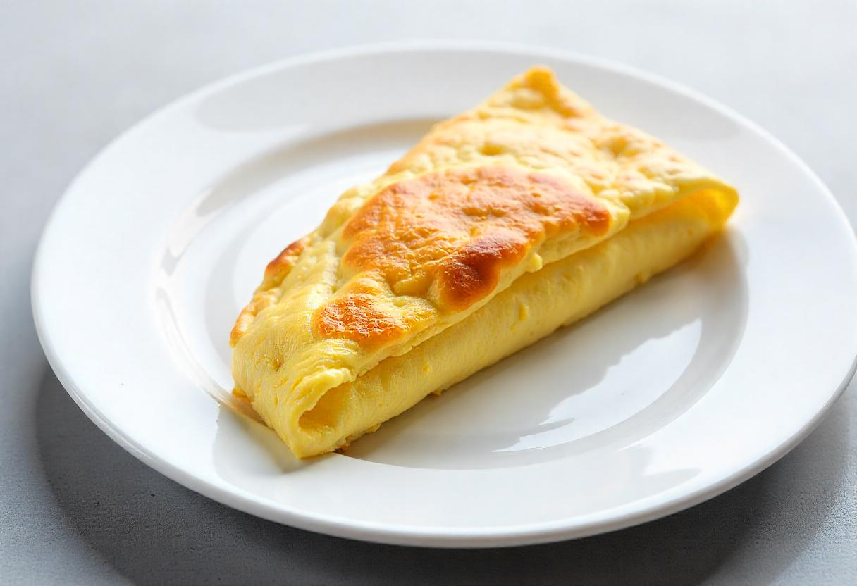 Omelette in friggitrice ad aria dorata e soffice in un piatto