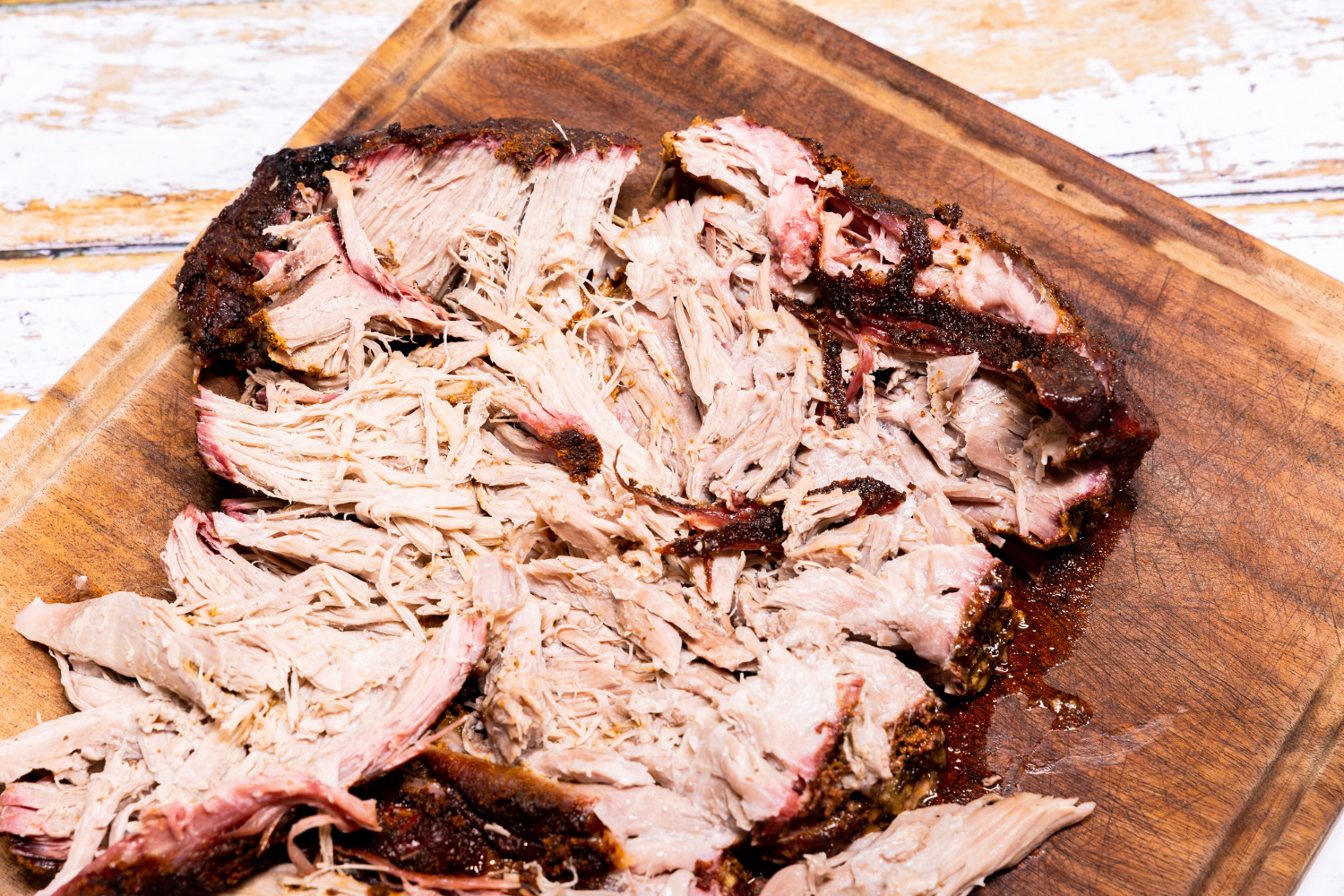 Pulled pork in friggitrice ad aria appena cotto, succoso e ben condito