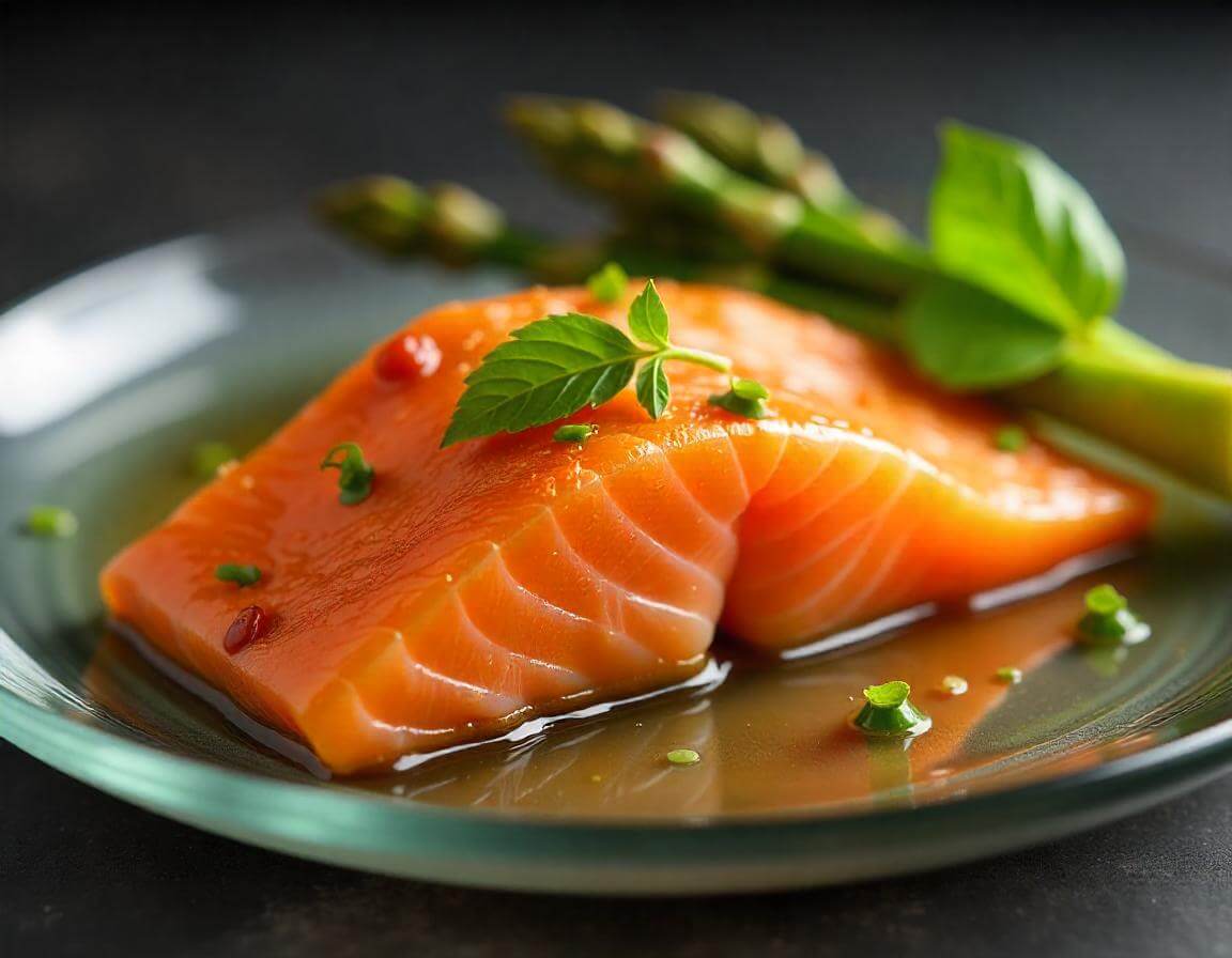Salmone affumicato in airfryer croccante servito con limone.