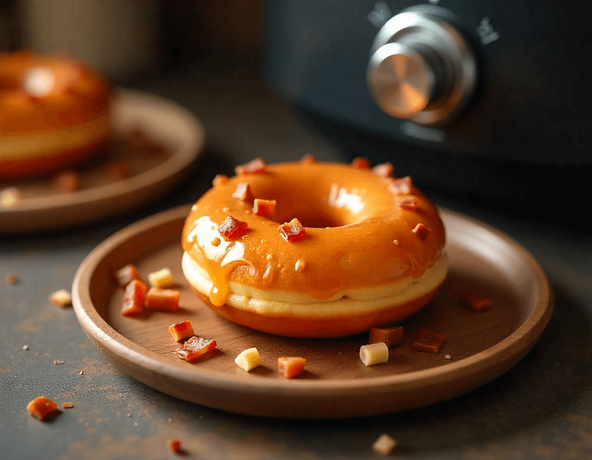 Donuts soffici cotti in airfryer decorati con glassa.