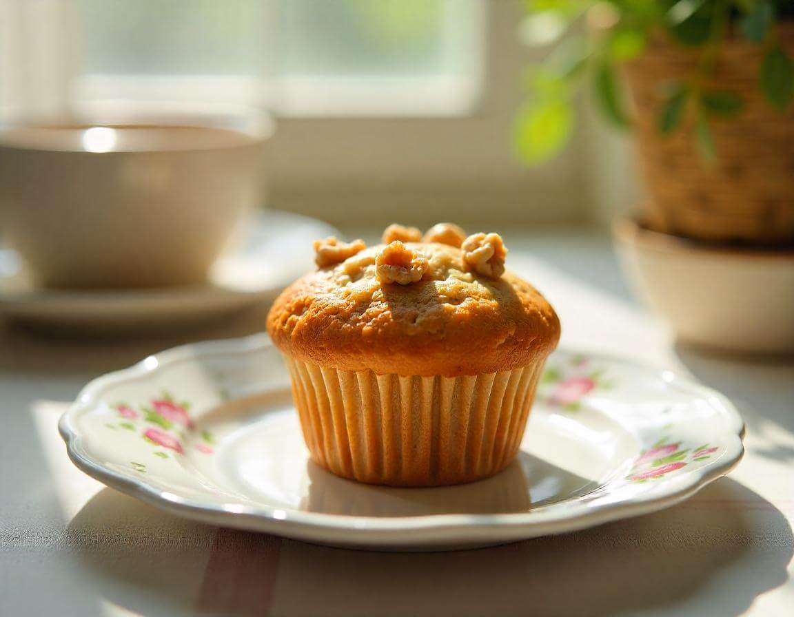 Muffin alla banana in airfryer appena sfornati, dorati e soffici.